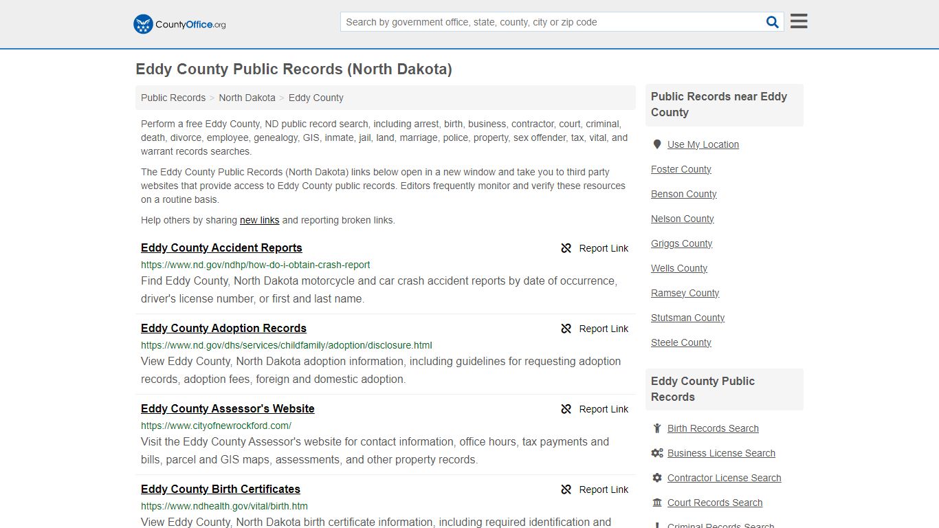 Public Records - Eddy County, ND (Business, Criminal, GIS, Property ...